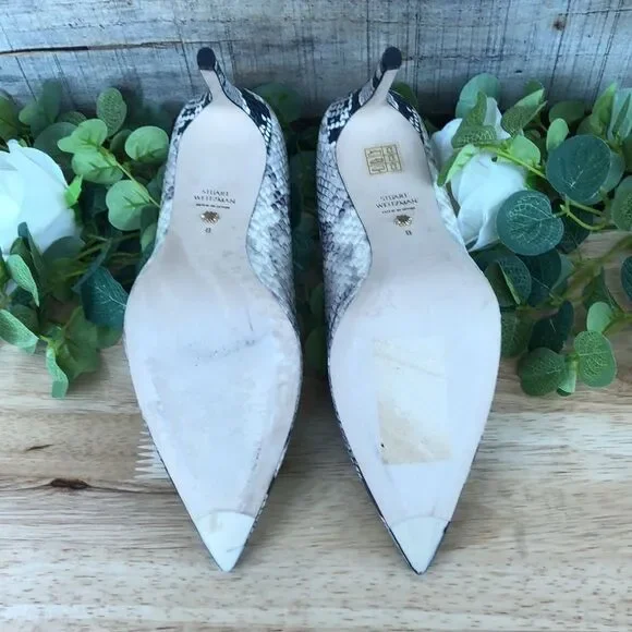 STUART WEITZMAN LEIGH 95 WOMENS FAUX LEATHER EMBOSSED PUMPS 8 - Picture 5 of 6